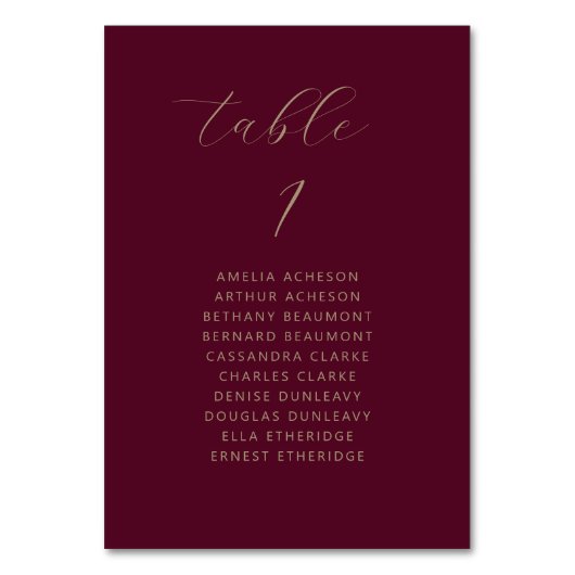 Moderne Minimal Script Burgundy Gouden Bruiloft Kaart (Achterkant)