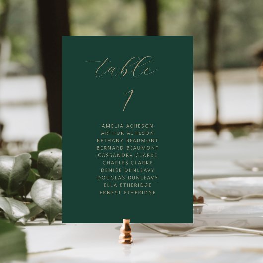 Moderne Minimal Script Donkergroene Gouden Bruilof Kaart