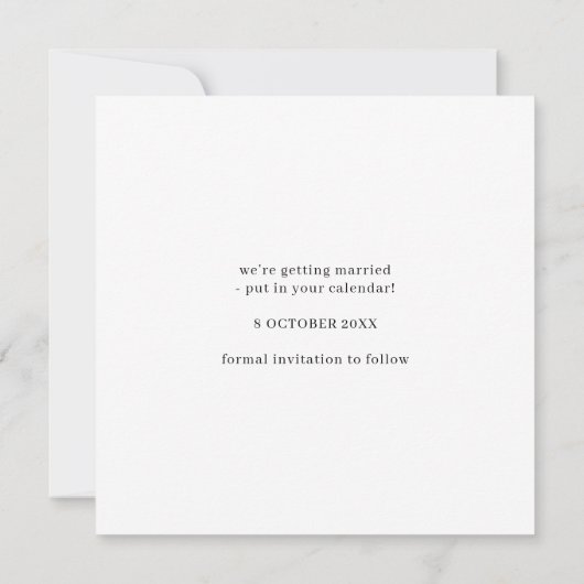 Moderne Minimal Script Foto Sla Onze Datum Op Kaart (Achterkant)