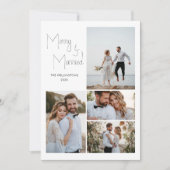 Moderne Minimal Script Multi Foto Huwelijk Feestdagenkaart (Voorkant)