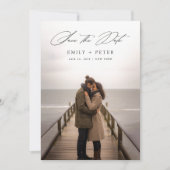 Moderne Minimal Script Photo Wedding Sla de datum  Kaart (Voorkant)