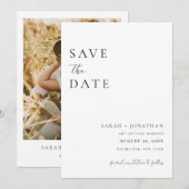 Moderne Minimal Script Save The Date Foto Kaart (Voorkant / Achterkant)