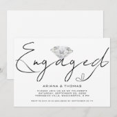 Moderne Minimal Script Verloving Feest Kaart (Voorkant / Achterkant)