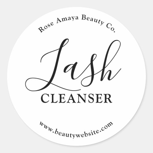 Moderne Minimal Script Wimperreiniger Ronde Sticker (Voorkant)