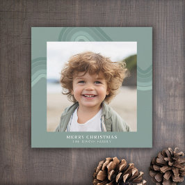 Moderne Minimal Shades of Steel Blue Stripes Foto Feestdagenkaart