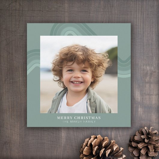 Moderne Minimal Shades of Steel Blue Stripes Foto Feestdagenkaart