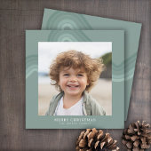 Moderne Minimal Shades of Steel Blue Stripes Foto Feestdagenkaart