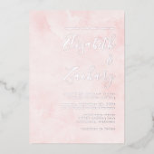 Moderne Minimal Silver Script Blush Pink Wedding Folie Uitnodiging (Voorkant)