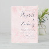 Moderne Minimal Silver Script Blush Pink Wedding Folie Uitnodiging (Staand Voorkant)