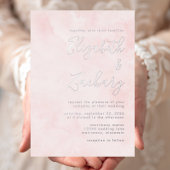Moderne Minimal Silver Script Blush Pink Wedding Folie Uitnodiging