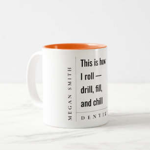 Moderne Minimal Simple Bold Grappig Tandarts Gift Tweekleurige Koffiemok