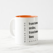 Moderne Minimal Simple Bold Smile Tandarts Gift Tweekleurige Koffiemok (Voorkant links)