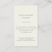 Moderne Minimal Simple Fotograaf Ivoor Visitekaartje (Achterkant)