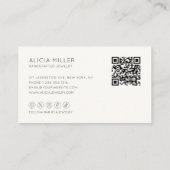 Moderne Minimal Simple Handgeschreven QR Code Hear Visitekaartje (Achterkant)