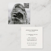 Moderne Minimal Simple Photo QR Code Professional Vierkante Visitekaartje (Voorkant / Achterkant)