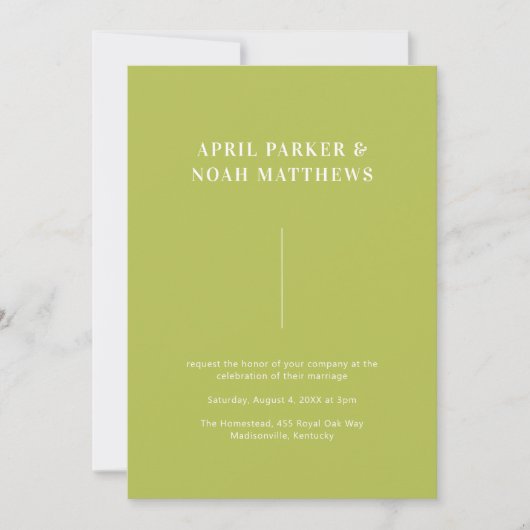 Moderne Minimal Simple Typography Chartreuse Groen Kaart (Voorkant)
