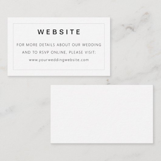 Moderne Minimal Simple Typography Wedding Website Informatiekaartje (Voorkant / Achterkant)