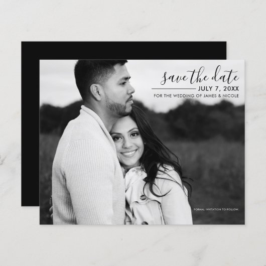 Moderne Minimal Sleek Afbeelding Foto Bewaar de da (Voorkant / Achterkant)