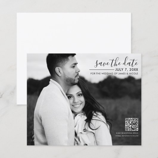 Moderne Minimal Sleek Afbeelding Foto Bewaar de da (Voorkant / Achterkant)