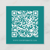 Moderne Minimal Social Media QR Code Blauwgroen Gr Vierkante Visitekaartje (Achterkant)