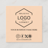 Moderne Minimal Social Media QR Code Bleke Peach Vierkante Visitekaartje (Voorkant)