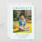 Moderne Minimal Soft Blue Twee foto Afstuderen Kaart (Voorkant)