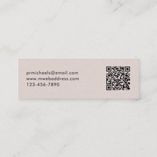 Moderne Minimal Taupe QR Code Professional Mini Visitekaartje (Achterkant)