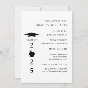 Moderne Minimal Teacher Graduation Party Kaart
