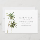 Moderne Minimal Tropical Beach Palm Save the Date Kaart (Voorkant)