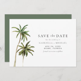 Moderne Minimal Tropical Beach Palm Save the Date Kaart
