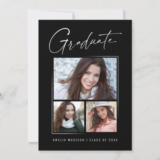 Moderne Minimal Unieke Inkt Script Afgestudeerde 3 Aankondiging (Voorkant)