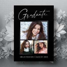 Moderne Minimal Unieke Inkt Script Afgestudeerde 3 Aankondiging