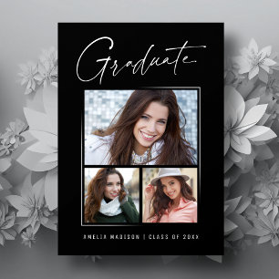 Moderne Minimal Unieke Inkt Script Afgestudeerde 3 Aankondiging