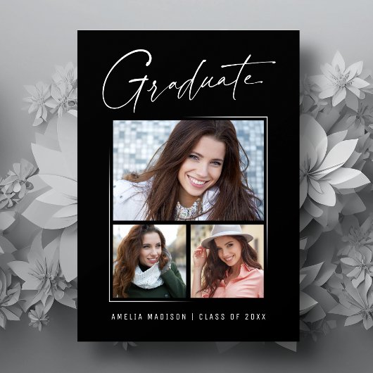 Moderne Minimal Unieke Inkt Script Afgestudeerde 3 Aankondiging