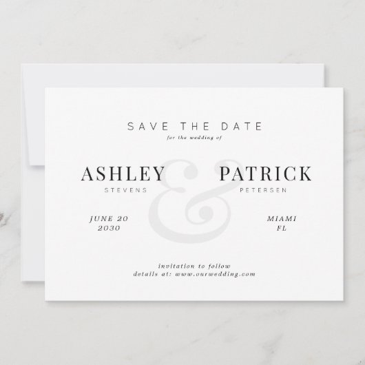 Moderne minimal verloving foto bruiloft save the date (Voorkant)