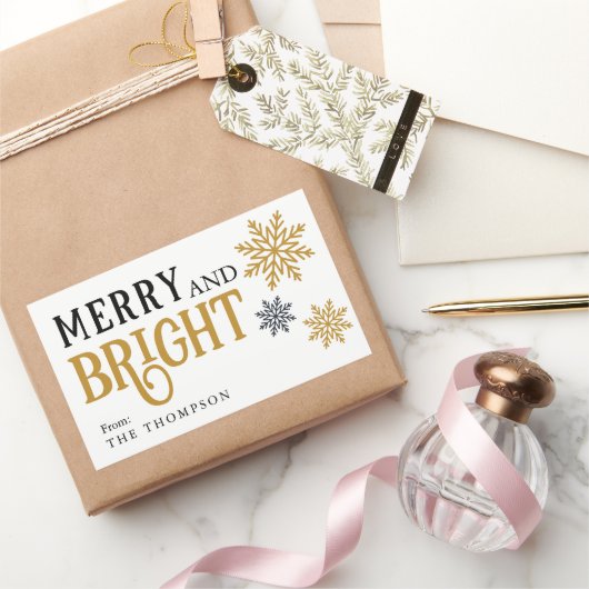 Moderne minimal Vrolijk en helder Kerstfeest Rechthoekige Sticker (Geschenken)