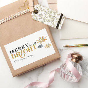 Moderne minimal Vrolijk en helder Kerstfeest Rechthoekige Sticker