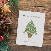 Moderne minimal Waterverf kerstboom Feestdagenkaart