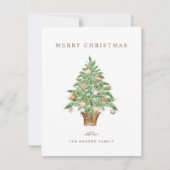 Moderne minimal Waterverf kerstboom Feestdagenkaart (Voorkant)