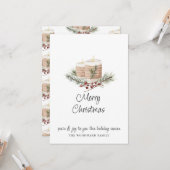 Moderne minimal Waterverf kerstkaarsen & dennen Kaart (Voorkant / Achterkant in situ)