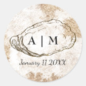 Moderne minimal Waterverf oester bruiloft Ronde Sticker (Voorkant)