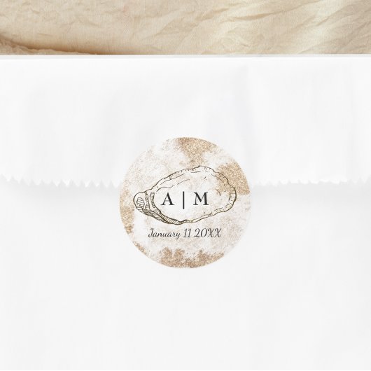 Moderne minimal Waterverf oester bruiloft Ronde Sticker