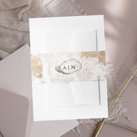 Moderne minimal Waterverf oester bruiloft Uitnodigingen Wikkel