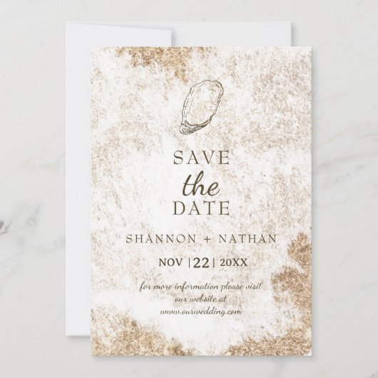 Moderne minimal Waterverf Oyster Beach Save The Date (Voorkant)