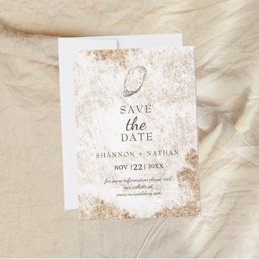 Moderne minimal Waterverf Oyster Beach Save The Date