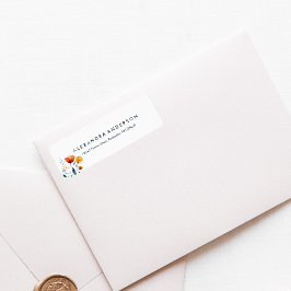 Moderne Minimal Waterverf Sinaasappel Wildflowers Etiket