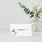 Moderne Minimal Waterverf Sinaasappel Wildflowers Visitekaartje (Staand voorkant)