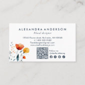 Moderne Minimal Waterverf Sinaasappel Wildflowers Visitekaartje (Achterkant)