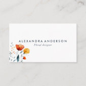 Moderne Minimal Waterverf Sinaasappel Wildflowers Visitekaartje (Voorkant)