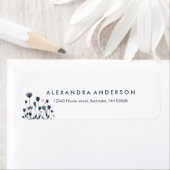 Moderne Minimal Waterverf Wildflowers Etiket (Insitu)